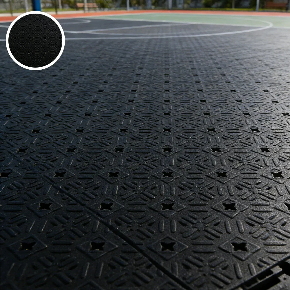 DUNK MASTER Interlocking Sports Flooring Tiles Non-Slip Drainage Court Flooring 10/20/30sqm Outdoor Basketball Court Playground Floor - Black - Image 4