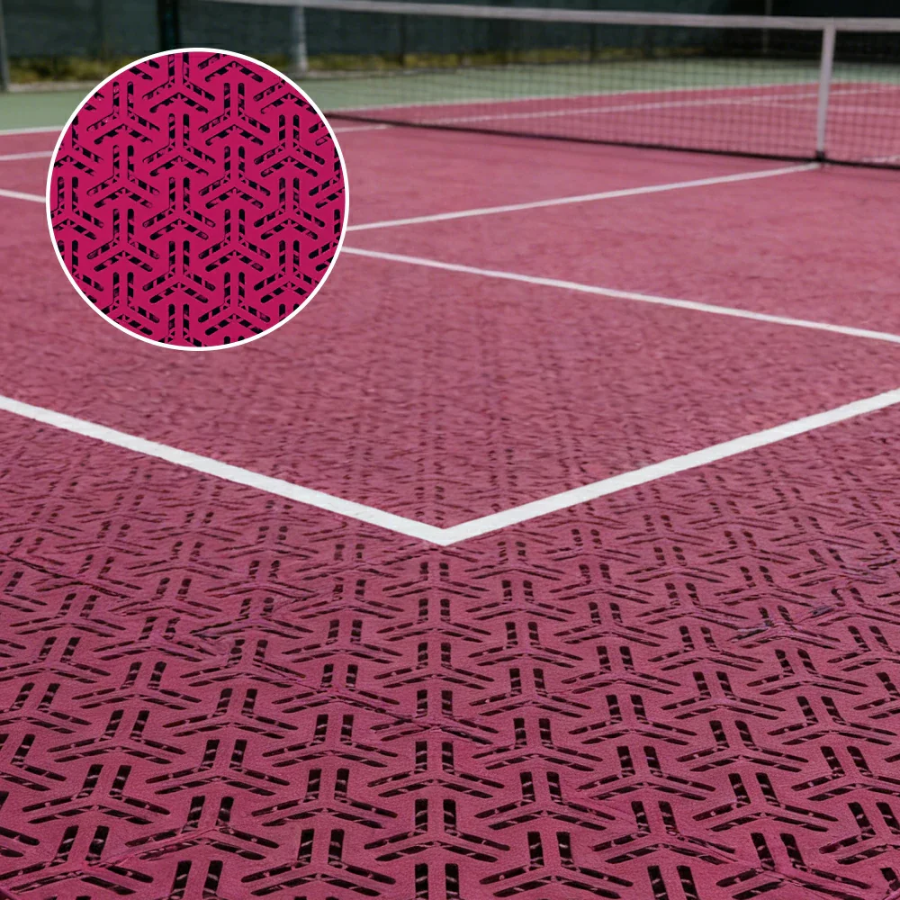 DUNK MASTER Interlocking Sports Floor Tiles - Flight Key Plus Anti-Slip Court Flooring Modular Tiles for Basketball Courts 10/20/30 Square Meters - Rose Red - Image 2