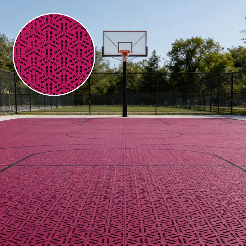 DUNK MASTER Interlocking Sports Floor Tiles - Flight Key Plus Anti-Slip Court Flooring Modular Tiles for Basketball Courts 10/20/30 Square Meters - Rose Red - Image 4
