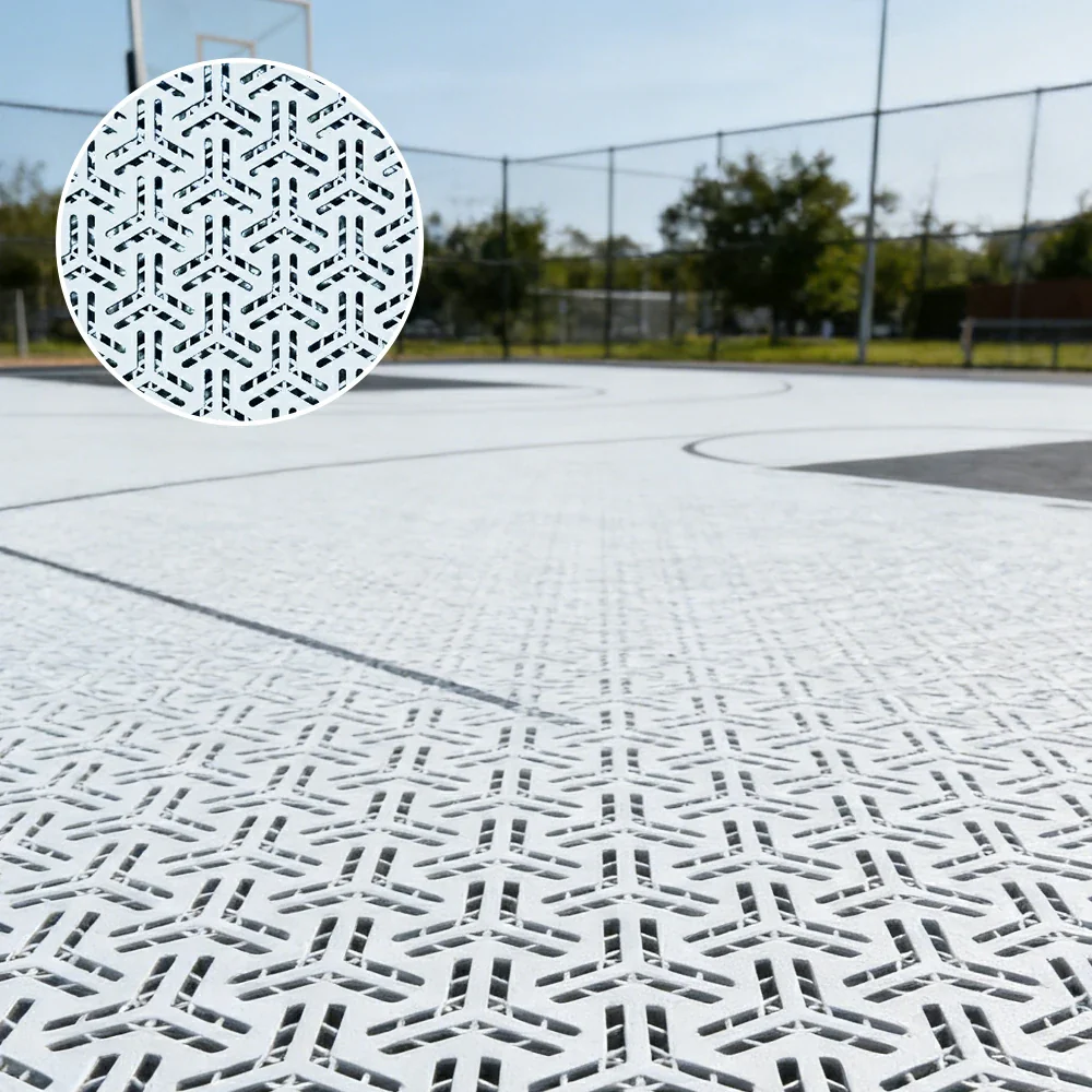 DUNK MASTER Interlocking Sports Floor Tiles - Flight Key Plus Anti-Slip Court Flooring Modular Tiles for Basketball Courts 10/20/30 Square Meters - White - Image 4
