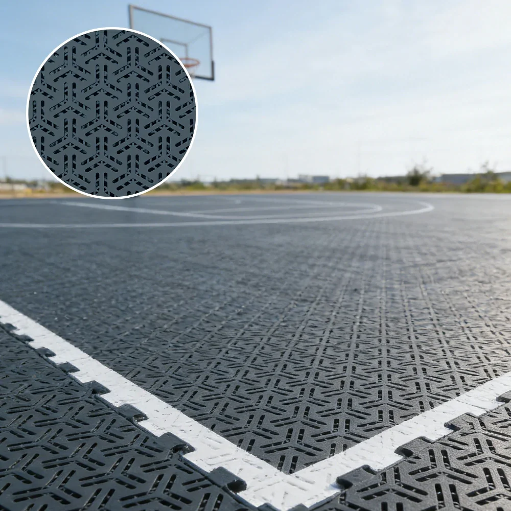 DUNK MASTER Interlocking Sports Floor Tiles - Flight Key Plus Anti-Slip Court Flooring Modular Tiles for Basketball Courts 10/20/30 Square Meters - Dark Grey - Image 2
