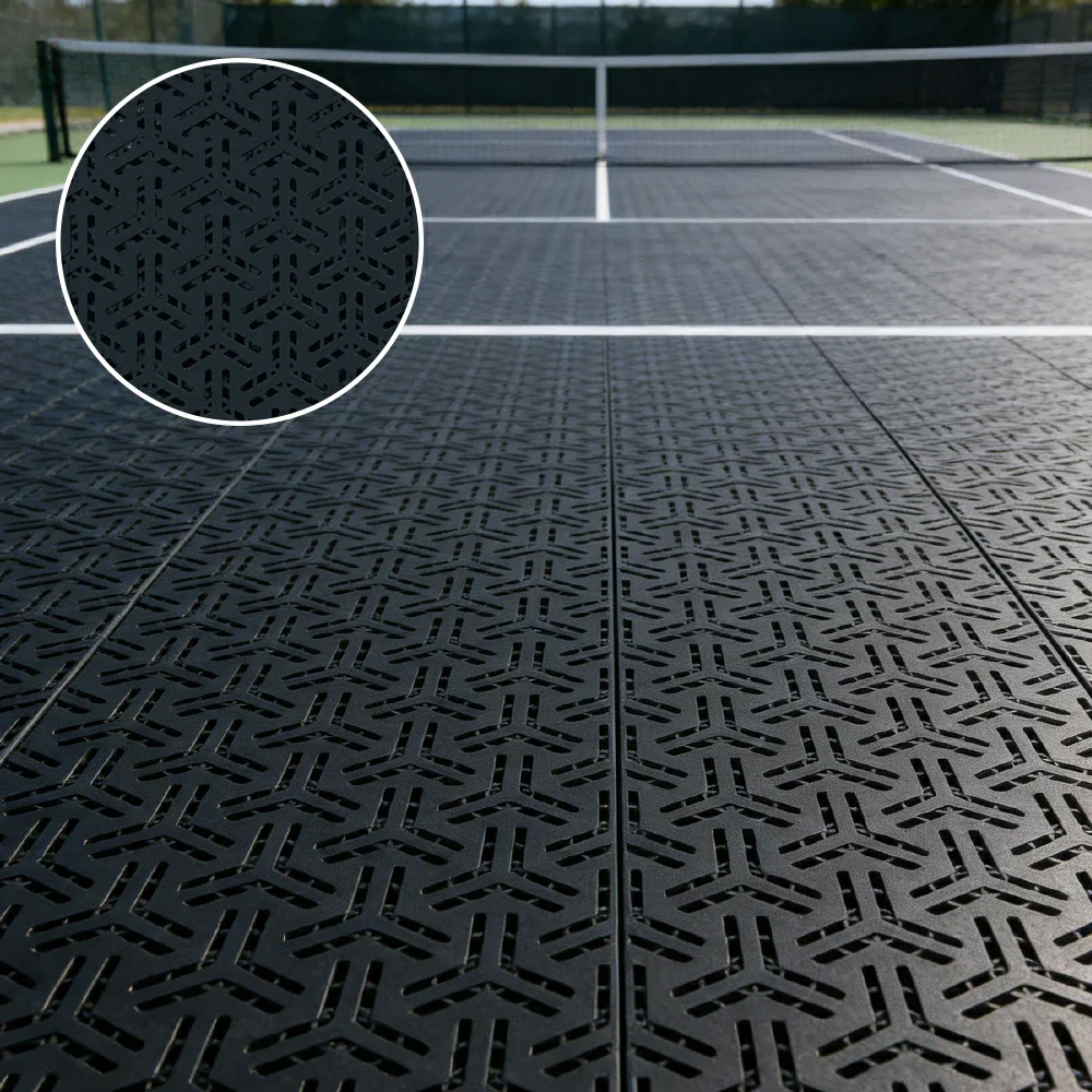 DUNK MASTER Interlocking Sports Floor Tiles - Flight Key Plus Anti-Slip Court Flooring Modular Tiles for Basketball Courts 10/20/30 Square Meters - Black - Image 2