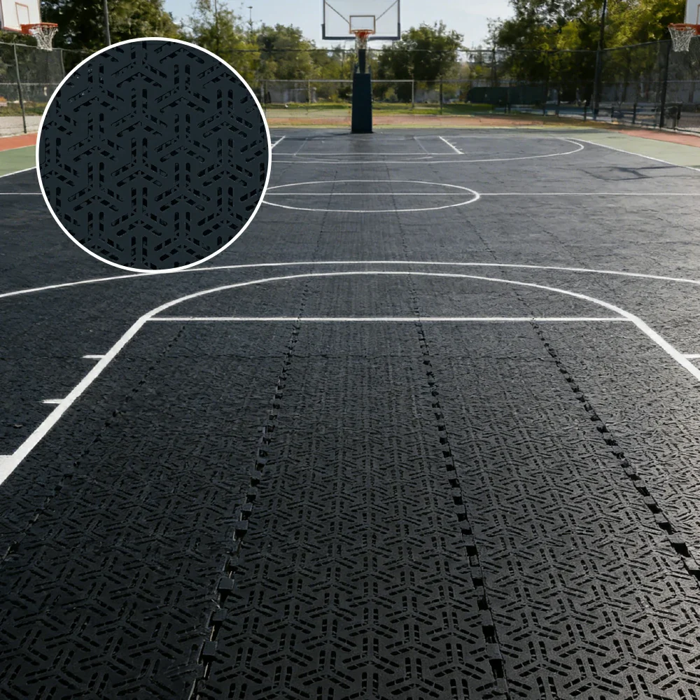 DUNK MASTER Interlocking Sports Floor Tiles - Flight Key Plus Anti-Slip Court Flooring Modular Tiles for Basketball Courts 10/20/30 Square Meters - Black - Image 4