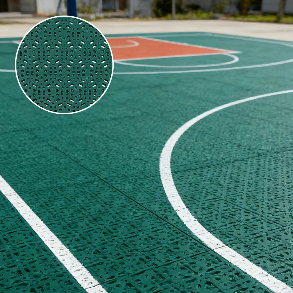 DUNK MASTER Interlocking Sports Floor Tiles - Anti-Slip Shock Absorbing Modular Court Flooring for Basketball Courts 10/20/30 Square Meters - Dark Green - Image 2