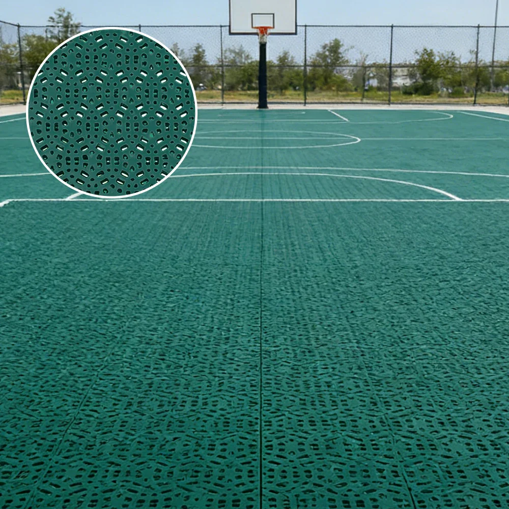 DUNK MASTER Interlocking Sports Floor Tiles - Anti-Slip Shock Absorbing Modular Court Flooring for Basketball Courts 10/20/30 Square Meters - Dark Green - Image 4