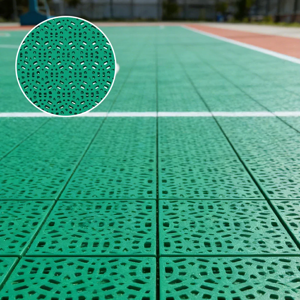DUNK MASTER Interlocking Sports Floor Tiles - Anti-Slip Shock Absorbing Modular Court Flooring for Basketball Courts 10/20/30 Square Meters - Light Green - Image 2