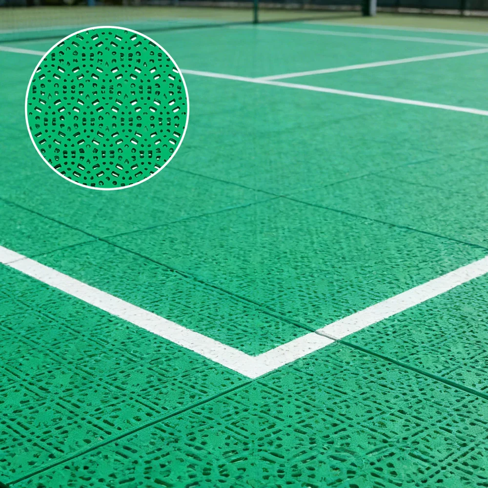 DUNK MASTER Interlocking Sports Floor Tiles - Anti-Slip Shock Absorbing Modular Court Flooring for Basketball Courts 10/20/30 Square Meters - Emerald Green - Image 4