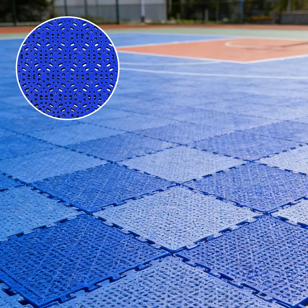 DUNK MASTER Interlocking Sports Floor Tiles - Anti-Slip Shock Absorbing Modular Court Flooring for Basketball Courts 10/20/30 Square Meters - Royal Blue - Image 2