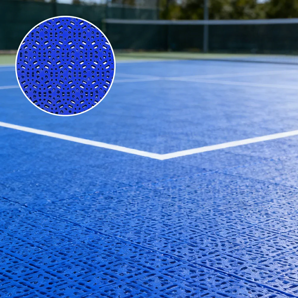 DUNK MASTER Interlocking Sports Floor Tiles - Anti-Slip Shock Absorbing Modular Court Flooring for Basketball Courts 10/20/30 Square Meters - Royal Blue - Image 4