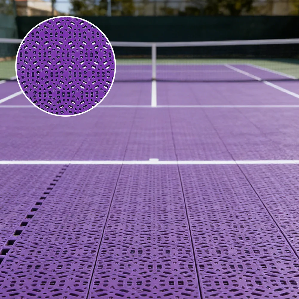 DUNK MASTER Interlocking Sports Floor Tiles - Anti-Slip Shock Absorbing Modular Court Flooring for Basketball Courts 10/20/30 Square Meters - Purple - Image 2