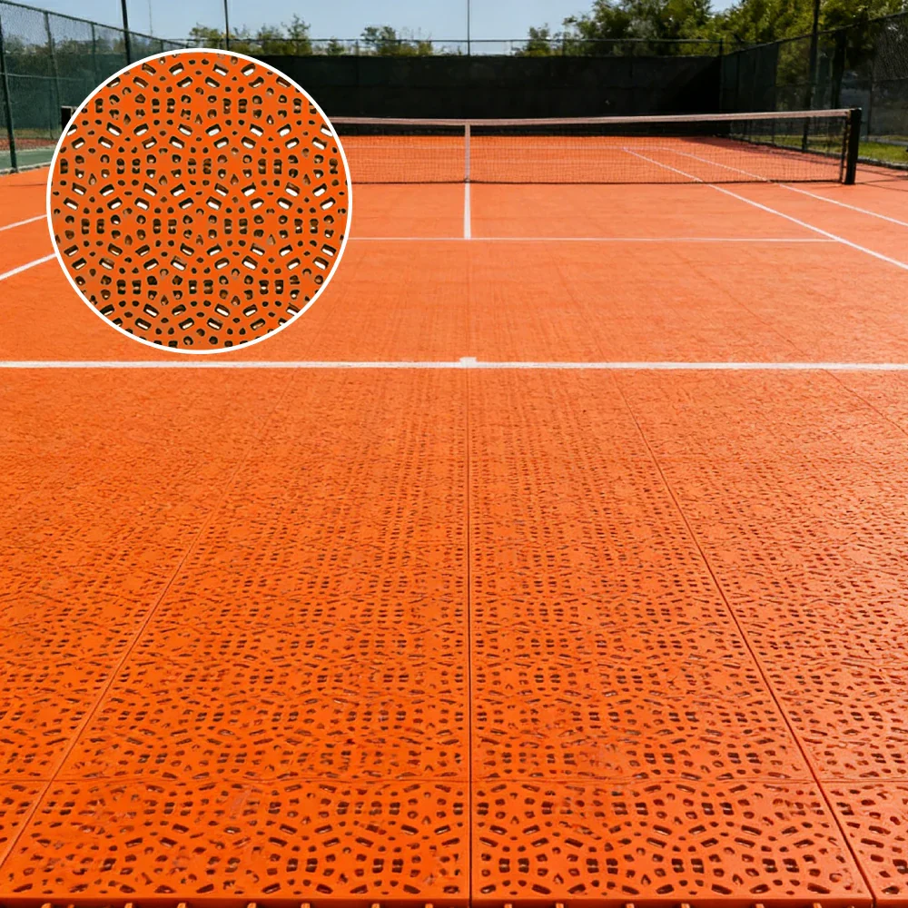 DUNK MASTER Interlocking Sports Floor Tiles - Anti-Slip Shock Absorbing Modular Court Flooring for Basketball Courts 10/20/30 Square Meters - Orange - Image 4