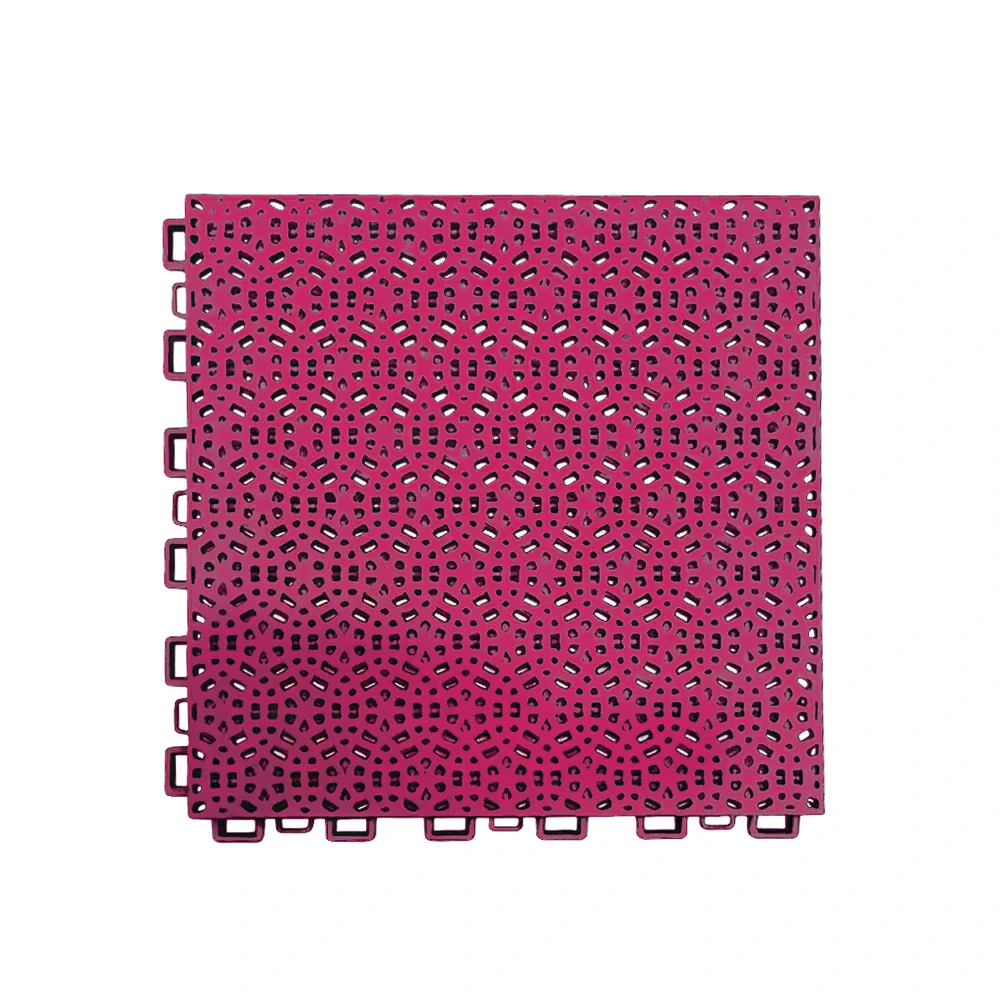DUNK MASTER Interlocking Sports Floor Tiles - Anti-Slip Shock Absorbing Modular Court Flooring for Basketball Courts 10/20/30 Square Meters - Rose Red