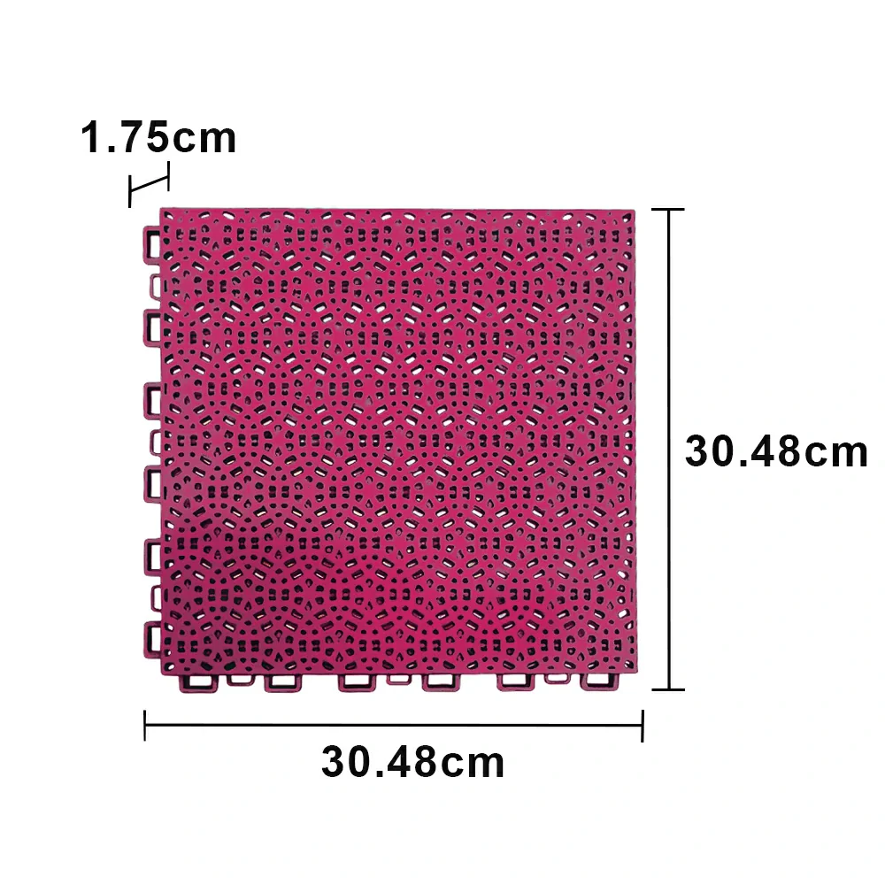 DUNK MASTER Interlocking Sports Floor Tiles - Anti-Slip Shock Absorbing Modular Court Flooring for Basketball Courts 10/20/30 Square Meters - Rose Red - Image 5