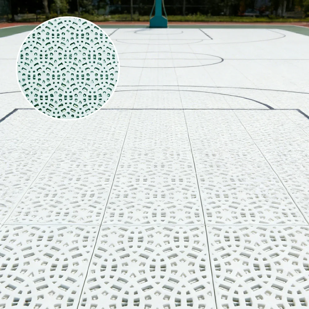 DUNK MASTER Interlocking Sports Floor Tiles - Anti-Slip Shock Absorbing Modular Court Flooring for Basketball Courts 10/20/30 Square Meters - White - Image 2