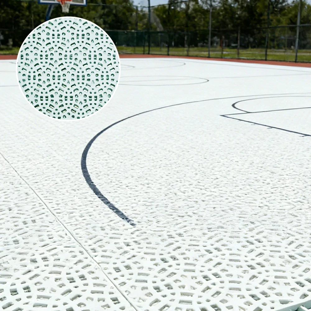 DUNK MASTER Interlocking Sports Floor Tiles - Anti-Slip Shock Absorbing Modular Court Flooring for Basketball Courts 10/20/30 Square Meters - White - Image 4