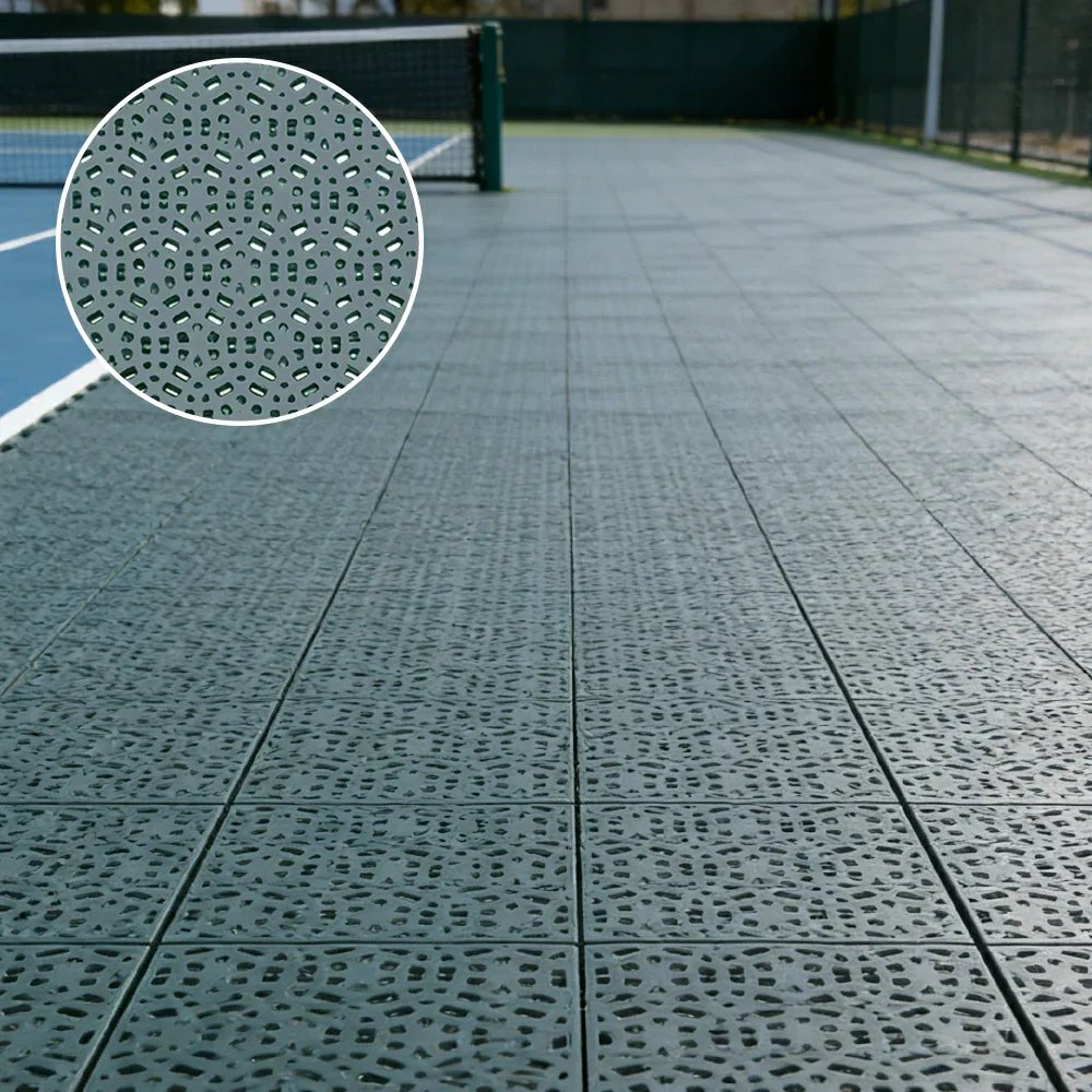 DUNK MASTER Interlocking Sports Floor Tiles - Anti-Slip Shock Absorbing Modular Court Flooring for Basketball Courts 10/20/30 Square Meters - Light Grey - Image 4