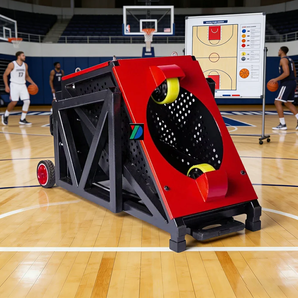 DUNK MASTER Portable Basketball Shooting Machine - Multi-Spot Training, Silicone Tyre Wheels, Professional Training-Grade Rebound System - Red - Image 2