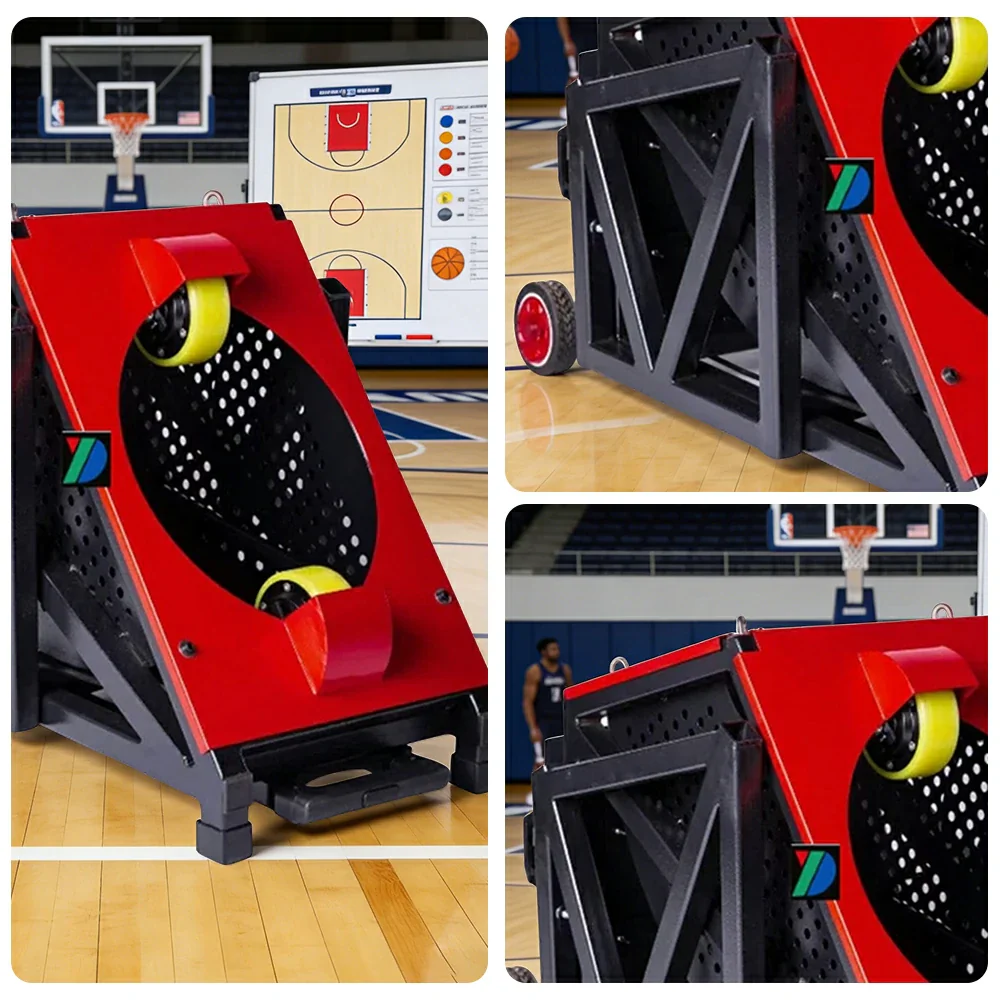DUNK MASTER Portable Basketball Shooting Machine - Multi-Spot Training, Silicone Tyre Wheels, Professional Training-Grade Rebound System - Red - Image 3