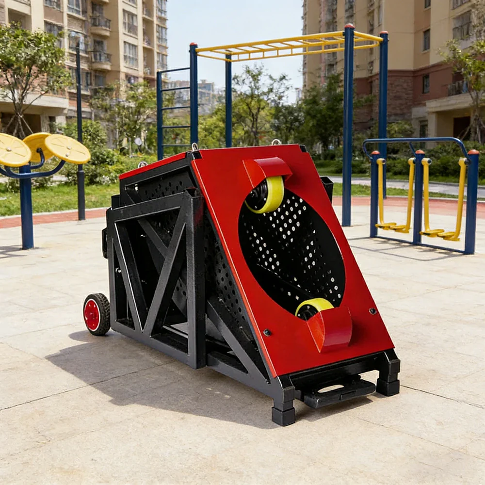 DUNK MASTER Portable Basketball Shooting Machine - Multi-Spot Training, Silicone Tyre Wheels, Professional Training-Grade Rebound System - Red - Image 4