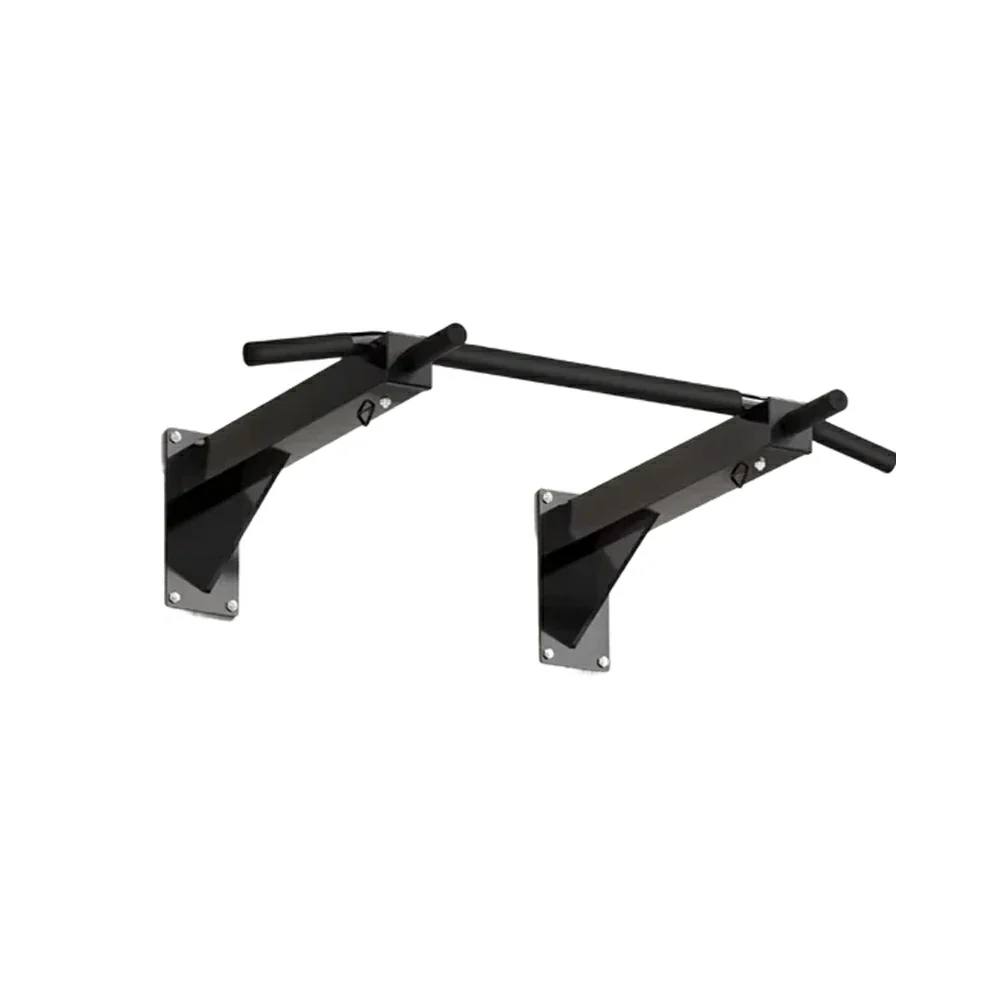 FITPRO Wall Mounted Pull Up Bar Heavy Duty Steel 200kg Capacity Space Saving Upper Body Training Home Gym - Black