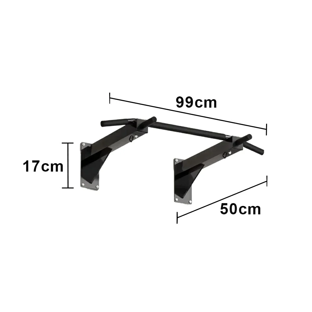 FITPRO Wall Mounted Pull Up Bar Heavy Duty Steel 200kg Capacity Space Saving Upper Body Training Home Gym - Black - Image 5