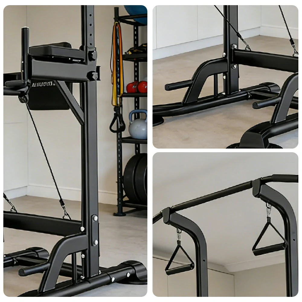 FITPRO Power Tower Multi-Function Strength Training Heavy Duty Steel 750kg Capacity Stable Home Gym Station - Black - Image 3
