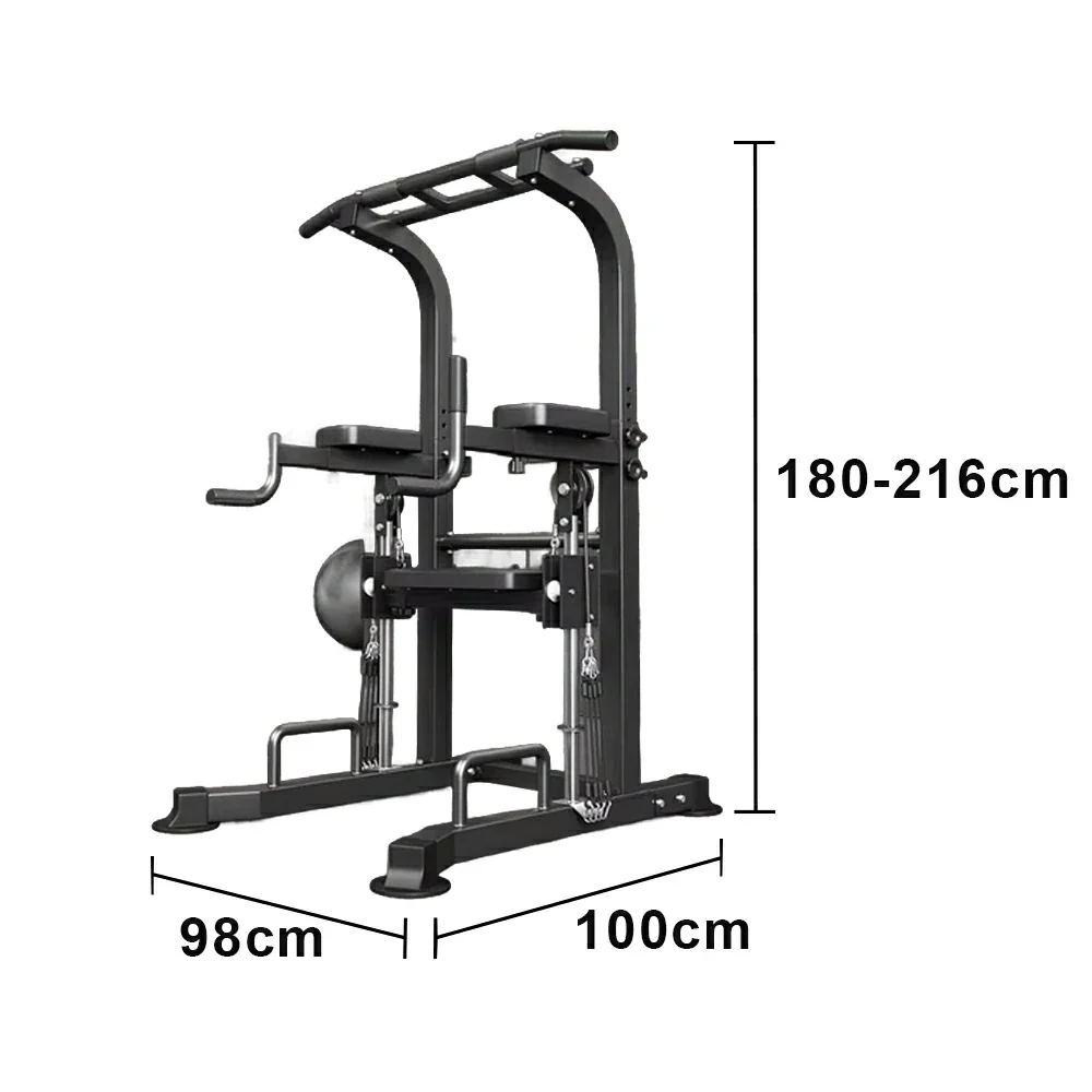 FITPRO Power Tower Pull Up Bar Station Adjustable Height Heavy Duty Steel Frame Multi-Function Strength Training Home Gym - Black - Image 5