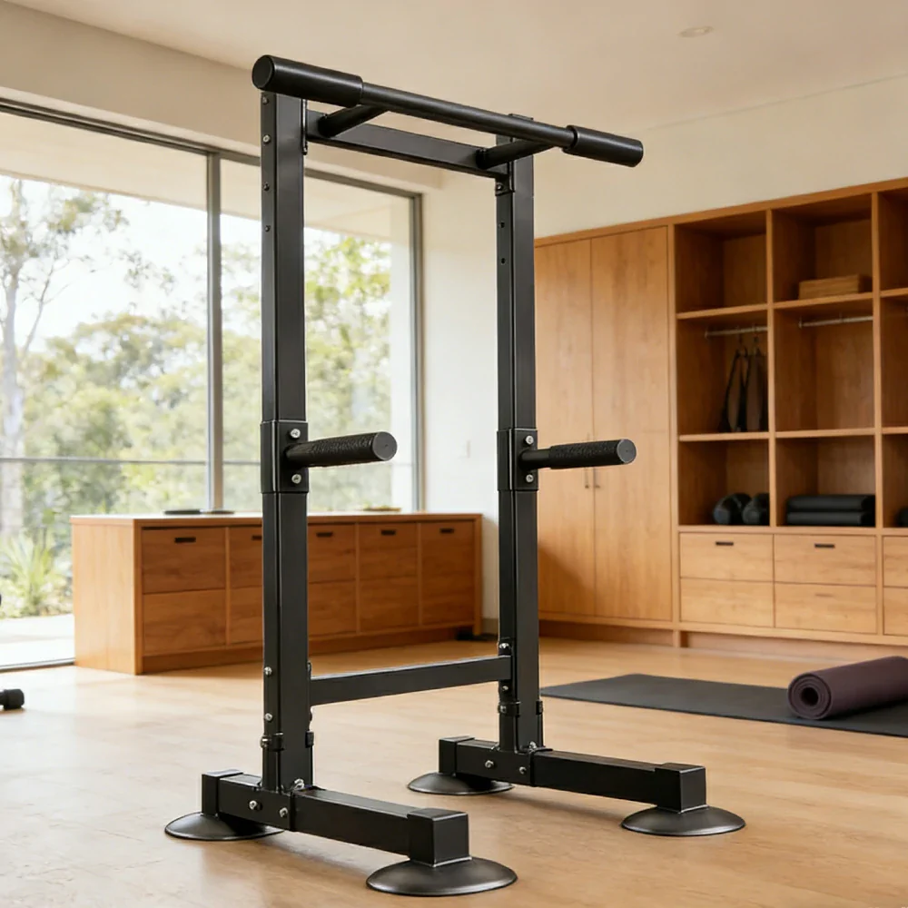 FITPRO Pull Up Bar Station Heavy Duty Steel Frame Wide Base Anti-Slip Design Multi-Function Strength Training Home Gym - Black - Image 4