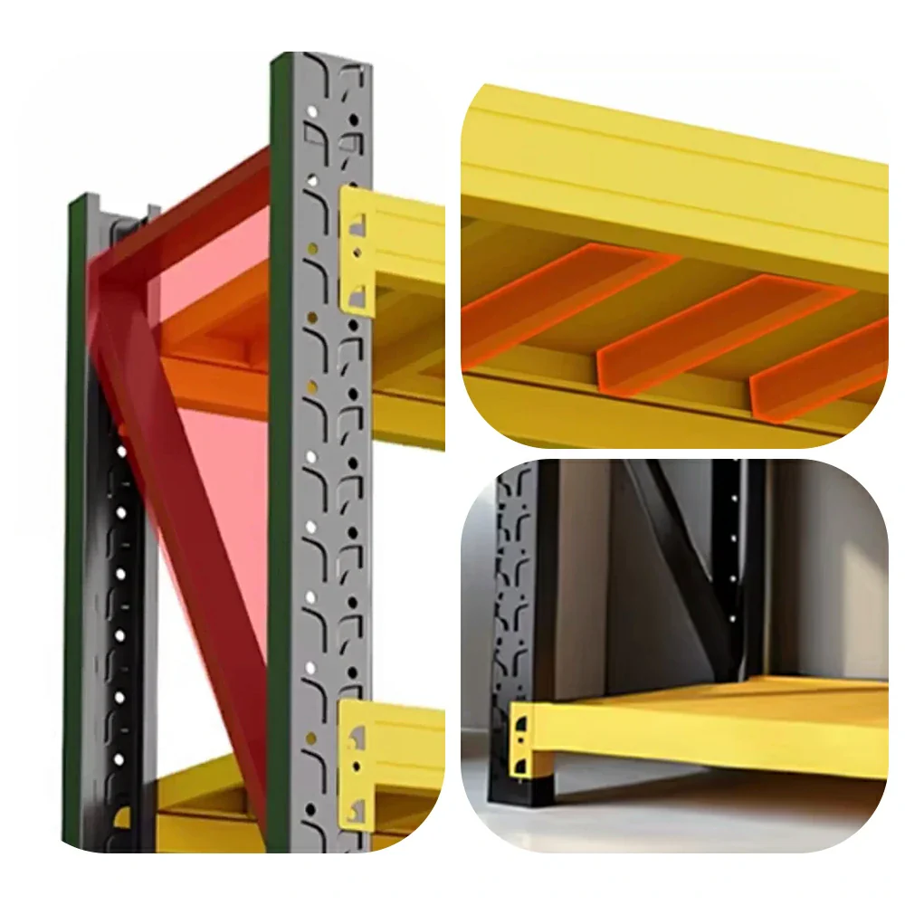 GROVIA 3-Tier 100/120cm Storage Shelving Rack, Heavy-Duty Steel Frame, Screw-Free Assembly, Stable Triangular Support - Black&Yellow - Image 3