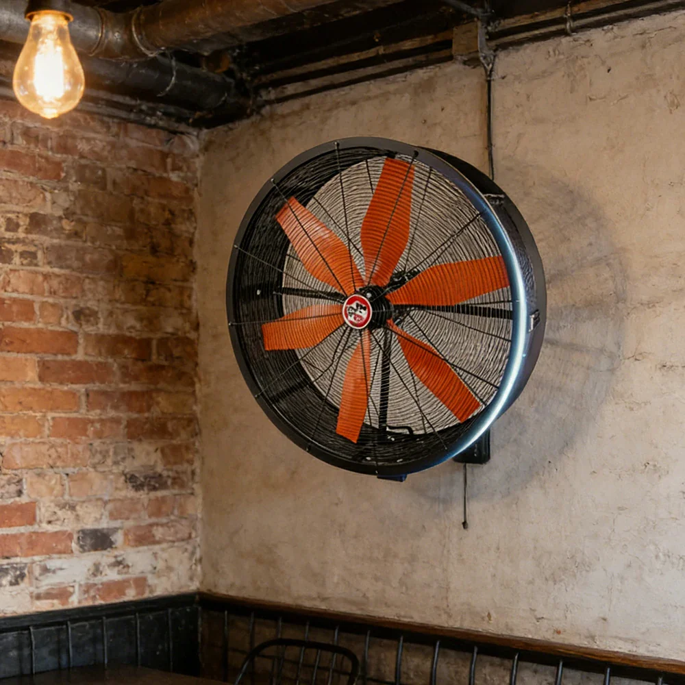 GROVIA Industrial Fan Wall Mounted Oscillating Type Powerful Air Circulator Full Copper Motor Metal Safety Grille Low Noise Design - Image 2