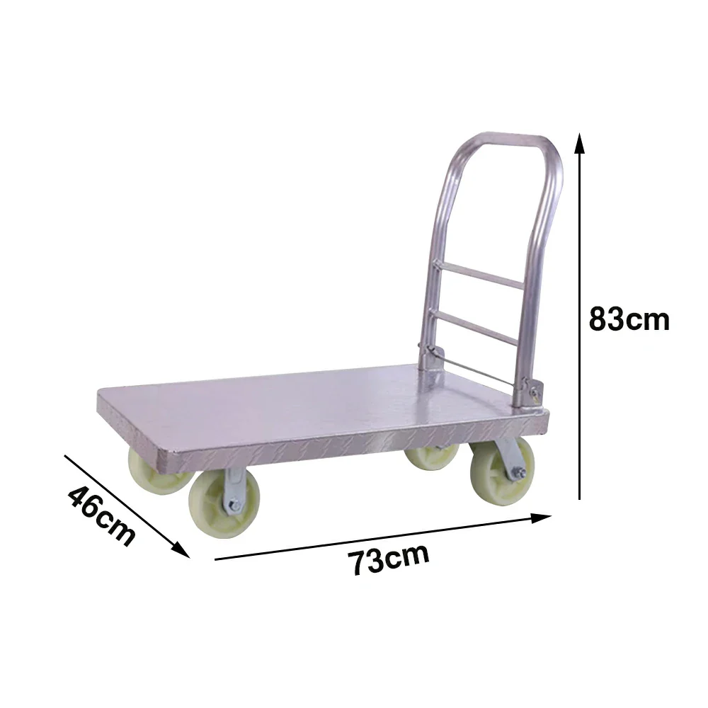 GROVIA Heavy-Duty Steel Platform Trolley - 73/90cm, 6-Inch Nylon Wheels, 350/450kg Load Capacity, Industrial Warehouse Transport - Silver - Image 5