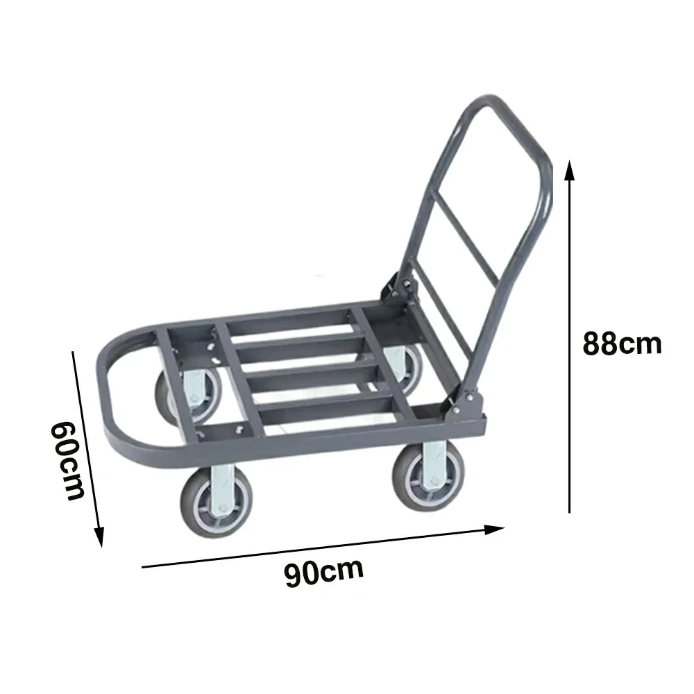 GROVIA Heavy-Duty Steel Tube Platform Trolley - 75/90cm, Ultra-Quiet 6-Inch Effort-Saving Wheels, 400/500kg Load Capacity, Warehouse Transport - Steel Grey - Image 5