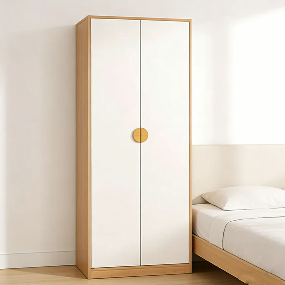 LIVARA 60/80cm Oak Wardrobe Cabinet - Dual Hanging Storage with Solid North American Oak, Child-Friendly Height & Space-Saving Design - White - Image 4