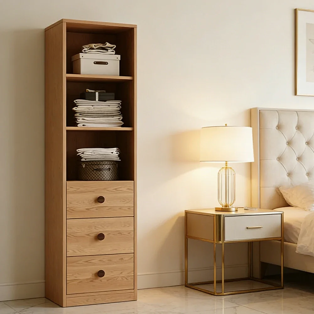 LIVARA 40cm Oak Wardrobe Cabinet - Dual Hanging Storage with Solid North American Oak, Child-Friendly Height & Space-Saving Design - Wood - Image 2