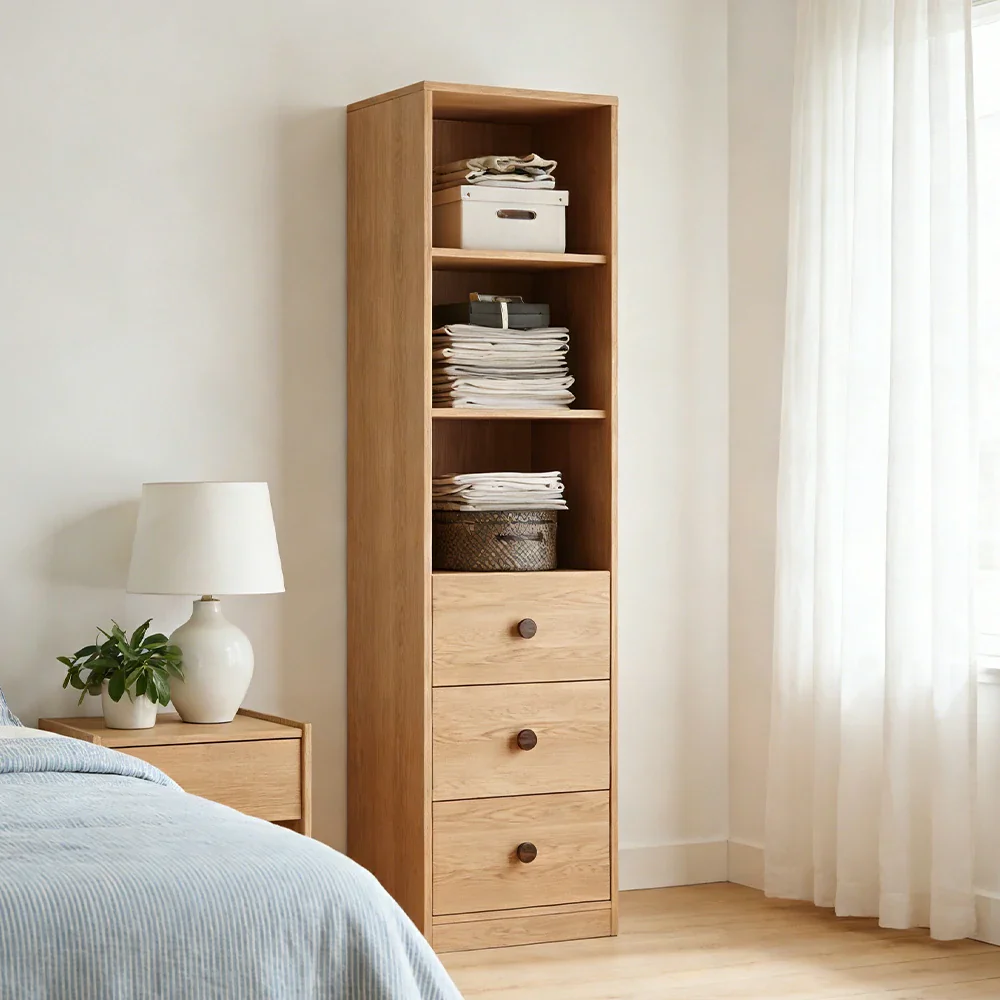 LIVARA 40cm Oak Wardrobe Cabinet - Dual Hanging Storage with Solid North American Oak, Child-Friendly Height & Space-Saving Design - Wood - Image 4