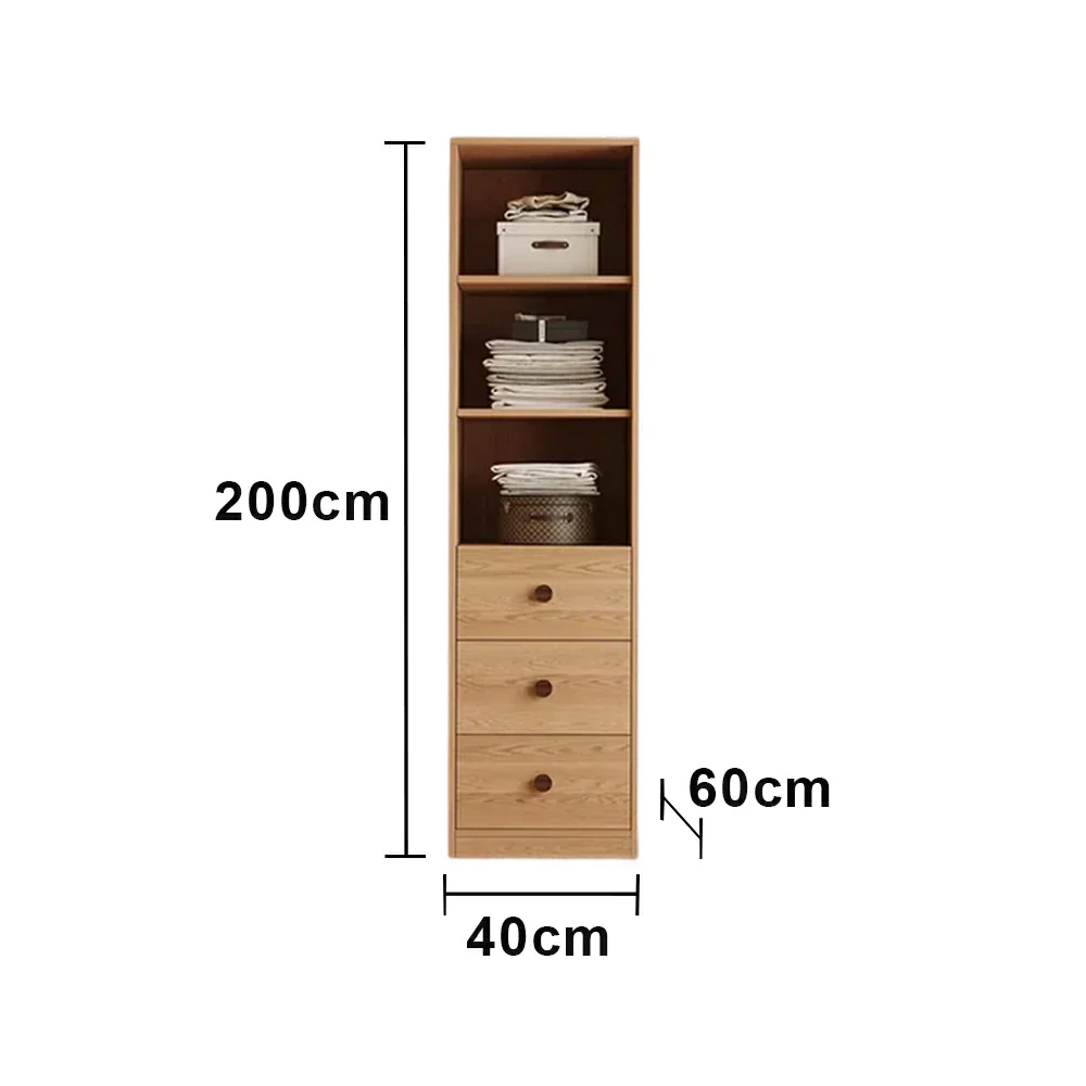 LIVARA 40cm Oak Wardrobe Cabinet - Dual Hanging Storage with Solid North American Oak, Child-Friendly Height & Space-Saving Design - Wood - Image 5