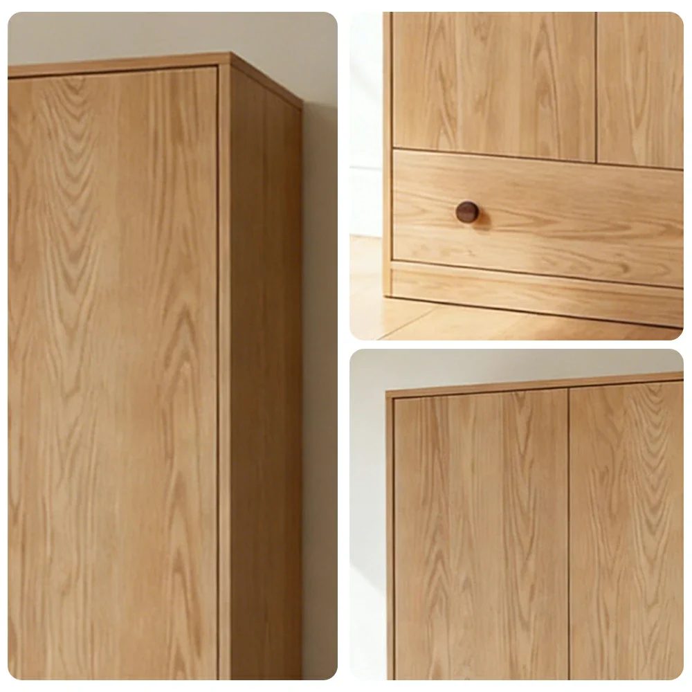 LIVARA 60/80cm Oak Wardrobe Cabinet - Dual Hanging Storage with Solid North American Oak, Child-Friendly Height & Space-Saving Design - Wood - Image 3