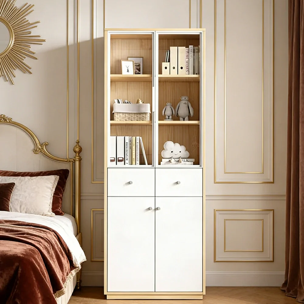LIVARA Glass Door Cabinet - Solid Wood Construction with Tiered Display Shelves, Concealed Storage & Smooth-Close Hardware - Image 2
