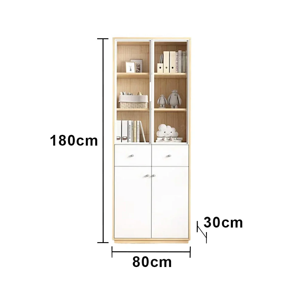 LIVARA Glass Door Cabinet - Solid Wood Construction with Tiered Display Shelves, Concealed Storage & Smooth-Close Hardware - Image 5