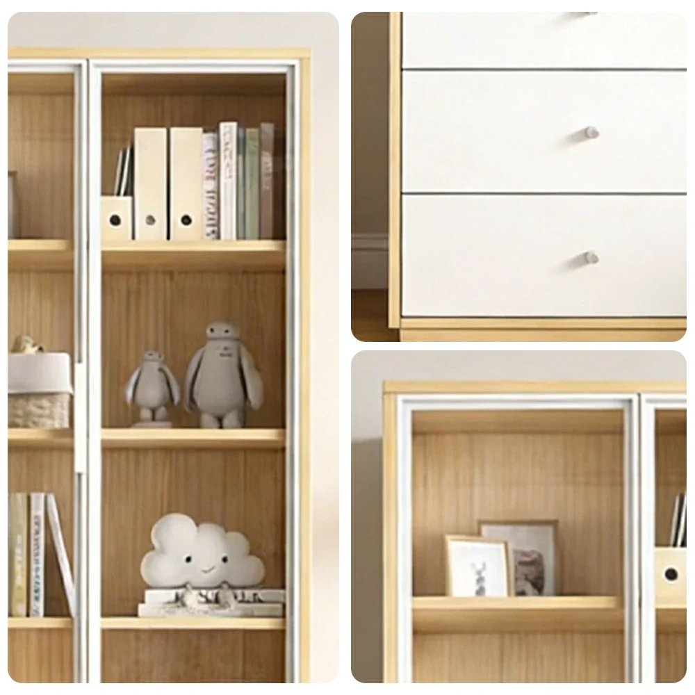 LIVARA Glass Display Cabinet - Wooden Frame with Enclosed Storage, Drawer Compartments & Soft-Close Door System - Image 3