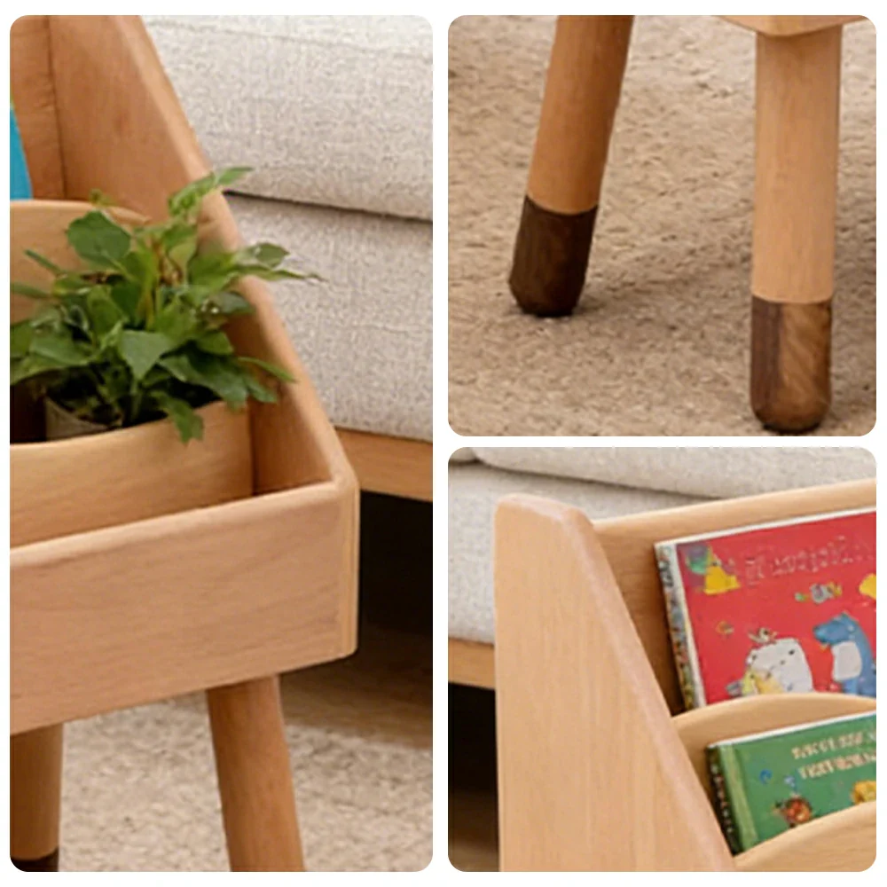 LIVARA Kids Wooden Bookshelf - Hidden Rear Storage, Rounded Edge Design, Solid Timber with North American Black Walnut Legs - Image 3