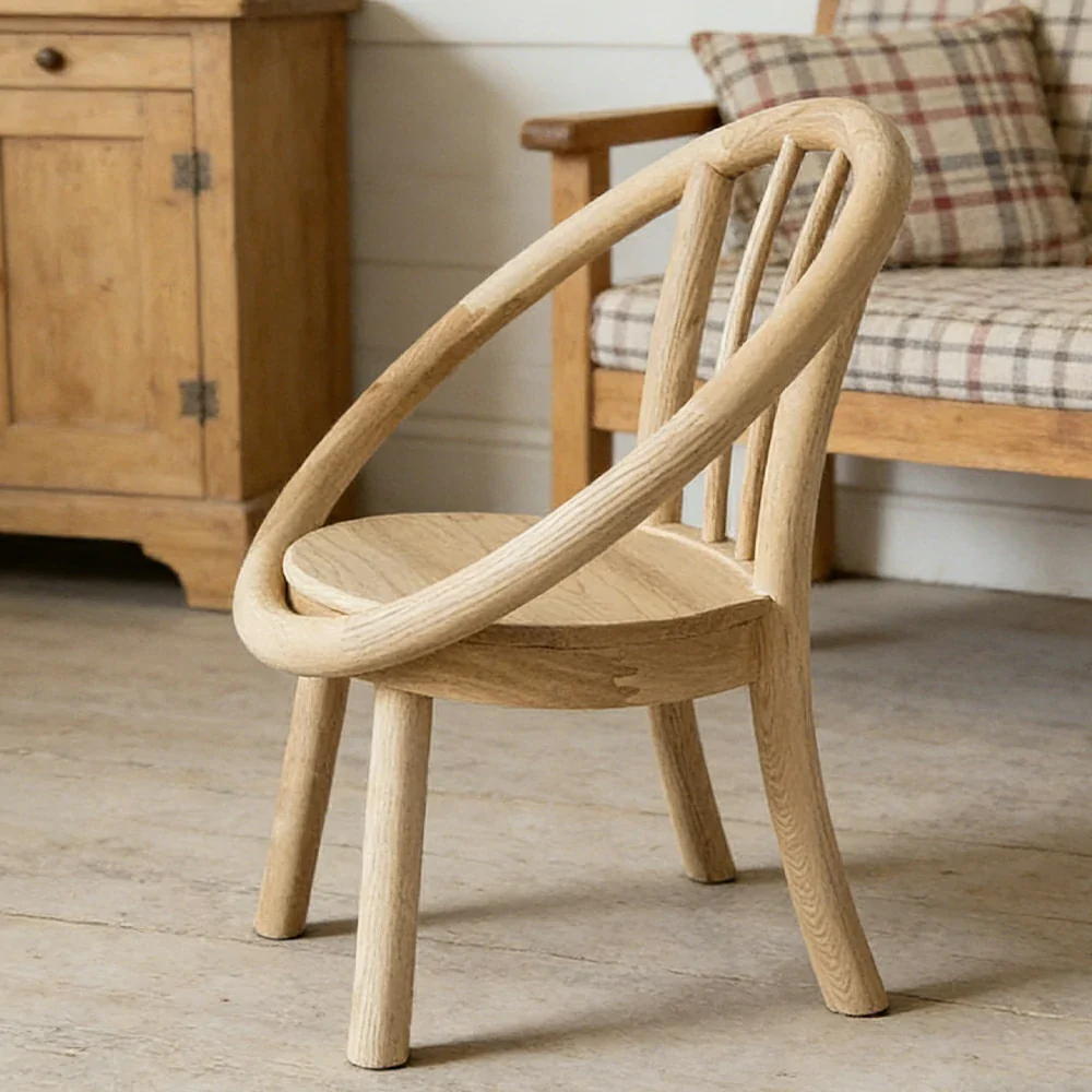 LIVARA Kids Wooden Chair, Ergonomic Back Support, Solid Wood Construction, Rounded Edges with Natural Wood Wax Oil Finish - Wood - Image 2