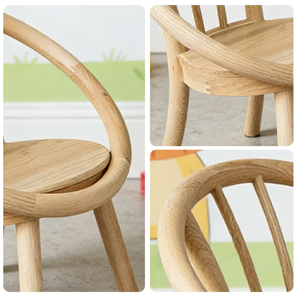 LIVARA Kids Wooden Chair, Ergonomic Back Support, Solid Wood Construction, Rounded Edges with Natural Wood Wax Oil Finish - Wood - Image 3