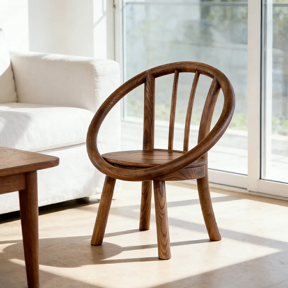LIVARA Kids Wooden Chair, Ergonomic Back Support, Solid Wood Construction, Rounded Edges with Natural Wood Wax Oil Finish - Walnut - Image 2