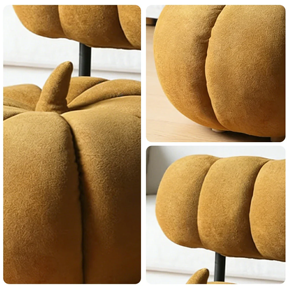 LIVARA Kids Pumpkin Stool, Soft Cushioned Seat, Velvet Fabric with Iron Frame, Playful Rounded Design for Indoor Use - Image 3