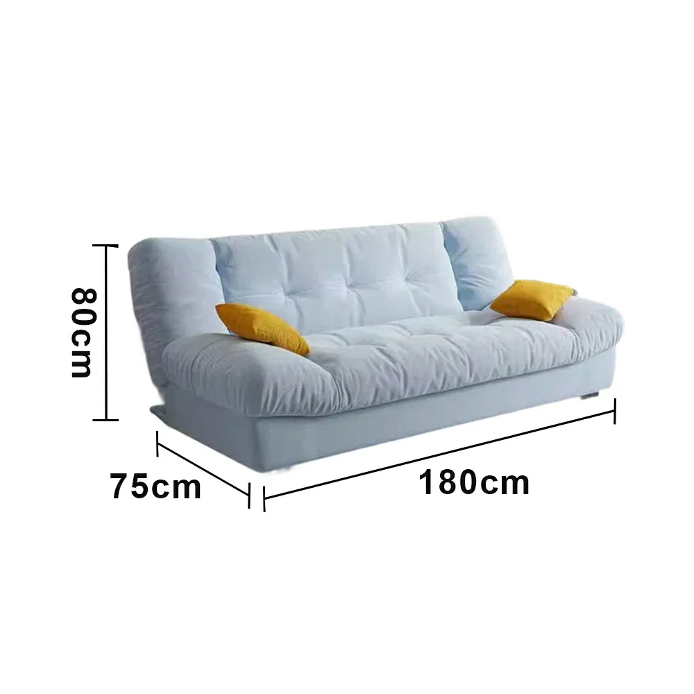 LIVARA 160/180cm Sofa Bed, Adjustable Backrest Design, Milk Velvet Upholstery, Solid Wood Frame, Armless Space-Saving Style - Blue - Image 6