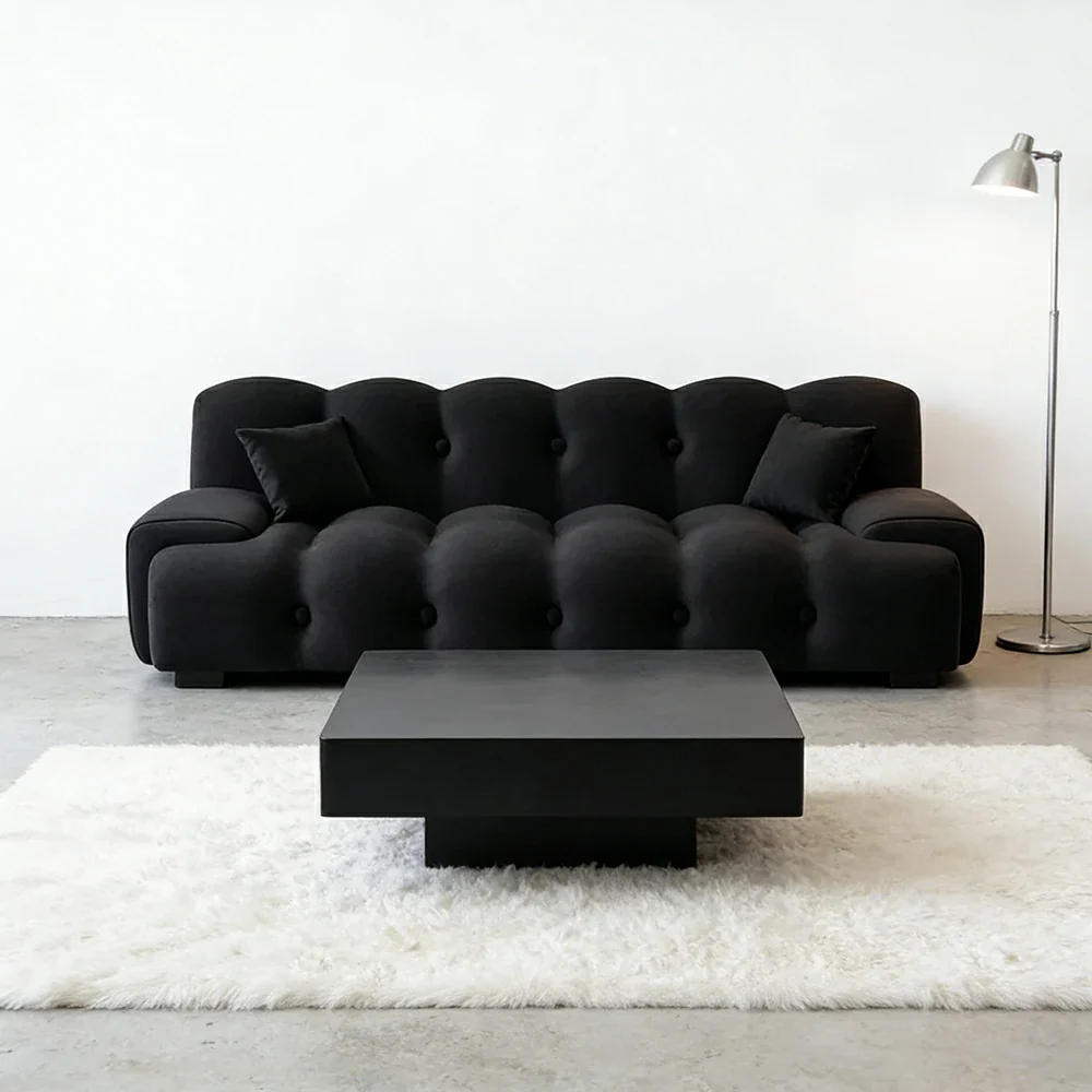 LIVARA 160/180cm Sofa Bed, 3-Position Adjustable Backrest, Milk Velvet Upholstery, High-Density Foam, Hidden Support Legs - Black - Image 2