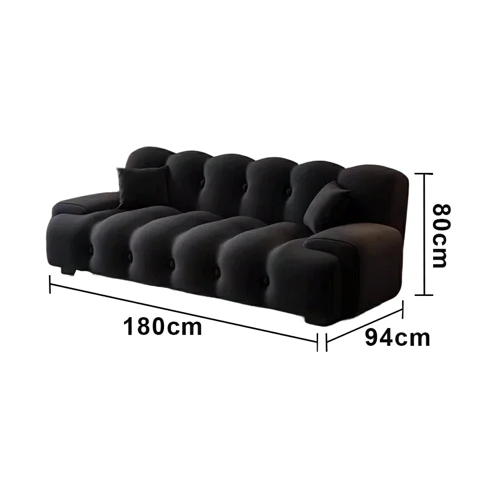 LIVARA 160/180cm Sofa Bed, 3-Position Adjustable Backrest, Milk Velvet Upholstery, High-Density Foam, Hidden Support Legs - Black - Image 6