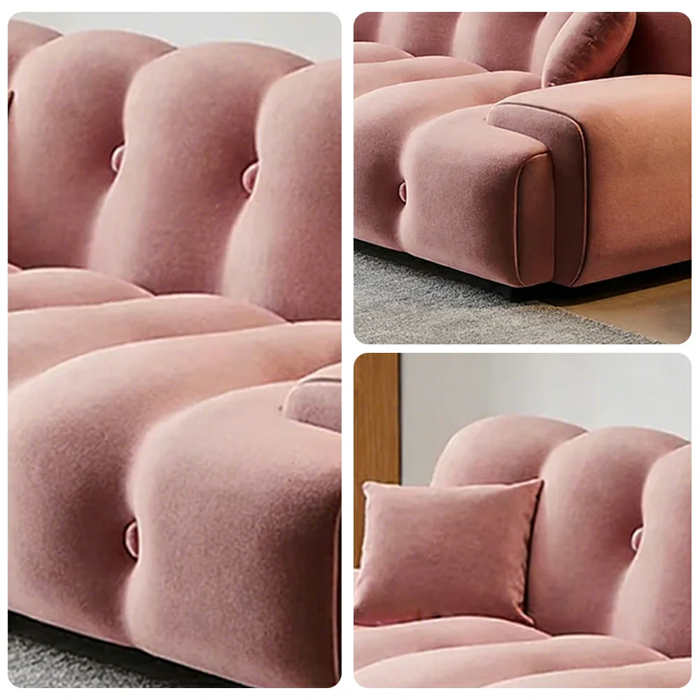 LIVARA 160/180cm Sofa Bed, 3-Position Adjustable Backrest, Milk Velvet Upholstery, High-Density Foam, Hidden Support Legs - Pink - Image 3