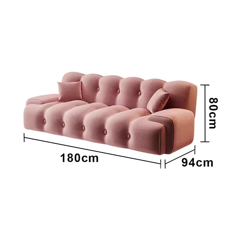 LIVARA 160/180cm Sofa Bed, 3-Position Adjustable Backrest, Milk Velvet Upholstery, High-Density Foam, Hidden Support Legs - Pink - Image 6